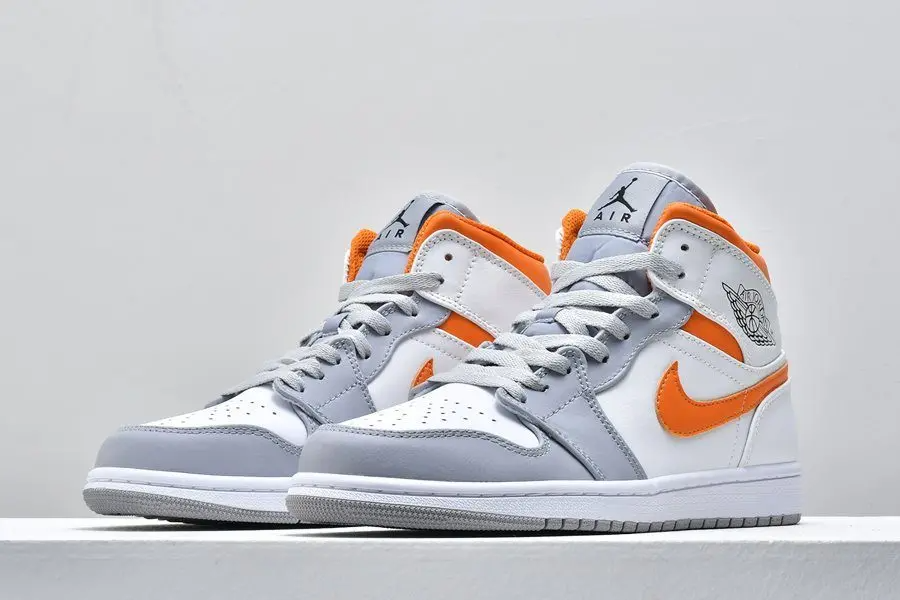 Men's Nike Air Jordan 1 Mid Starfish Pure Platinum Shoes
