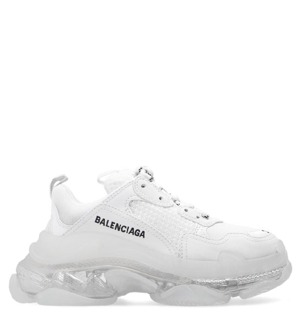 Men's Balenciaga Triple S Trainers Clear Sole White Sneakers