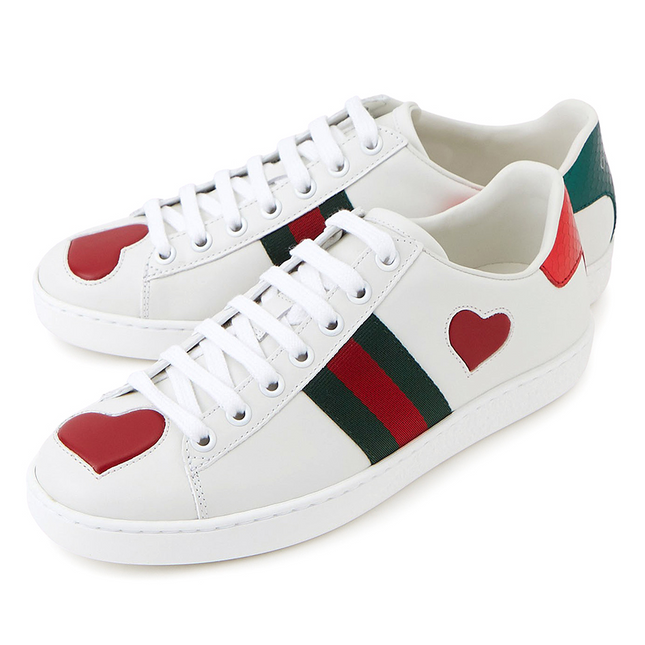 Men's Gucci Ace  Low Heart White  Sneakers