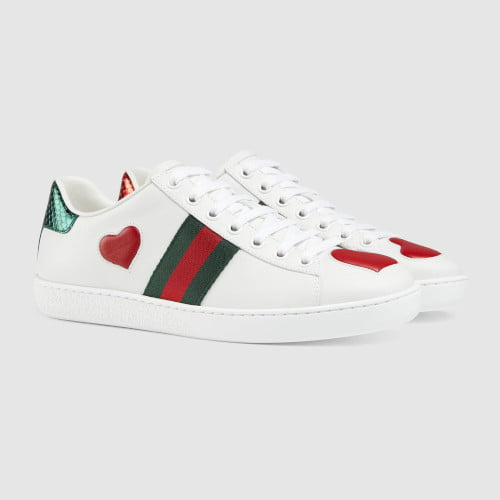 Men's Gucci Ace  Low Heart White  Sneakers