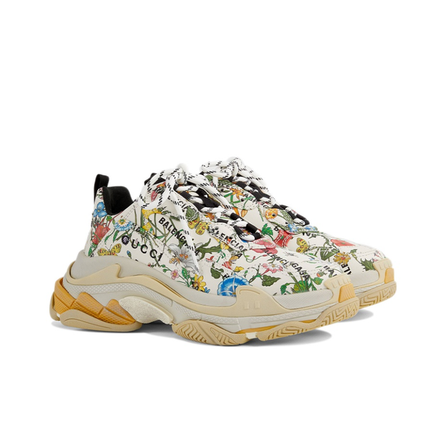 Men's Gucci x Balenciaga Triple S Flora Print Sneakers