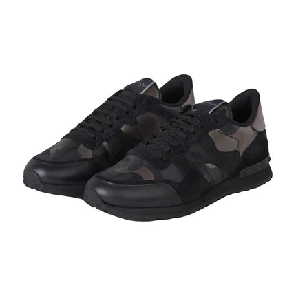 Men's Valentino Camo Rock Runners Black Sneakers