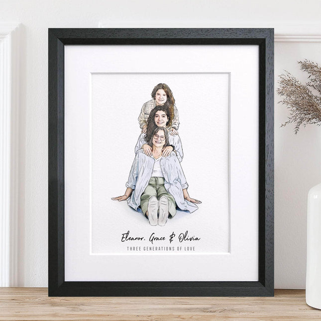 Grandma and Me Illustration - Custom Portrait Art