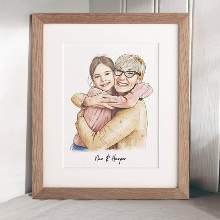 Grandma and Me Illustration - Custom Portrait Art