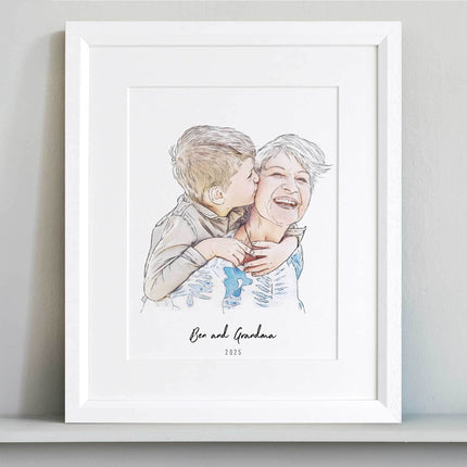Grandma and Me Illustration - Custom Portrait Art
