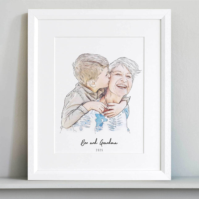 Grandma and Me Illustration - Custom Portrait Art