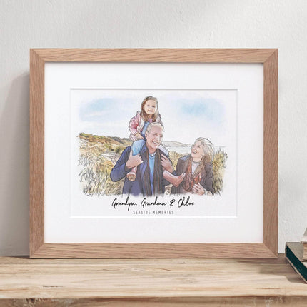 Grandad and Me Illustration - Custom Portrait Art