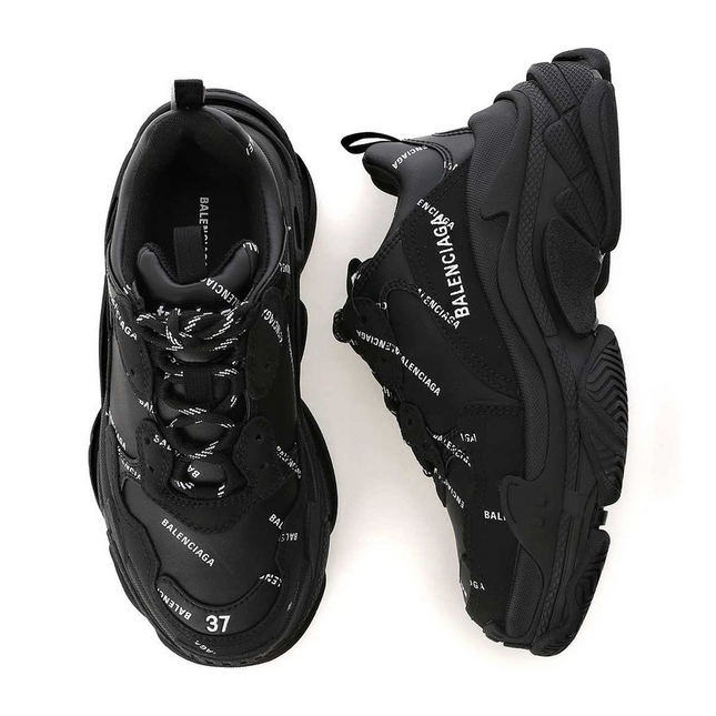 Men's Balenciaga Triple S  Black Logo Sneakers