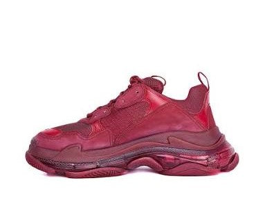 Men's Balenciaga Triple S  Burgundy Sneakers