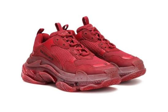 Men's Balenciaga Triple S  Burgundy Sneakers