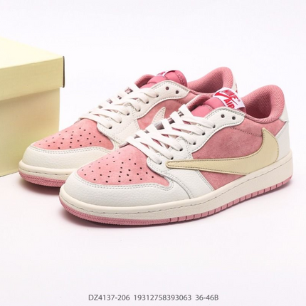 Men's Travis Scott x Air Jordan 1 Retro Low ‘ Shy Pink' Shoes