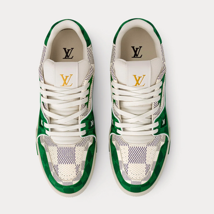 Men's Louis Vuitton LV Trainer White Green Sneakers