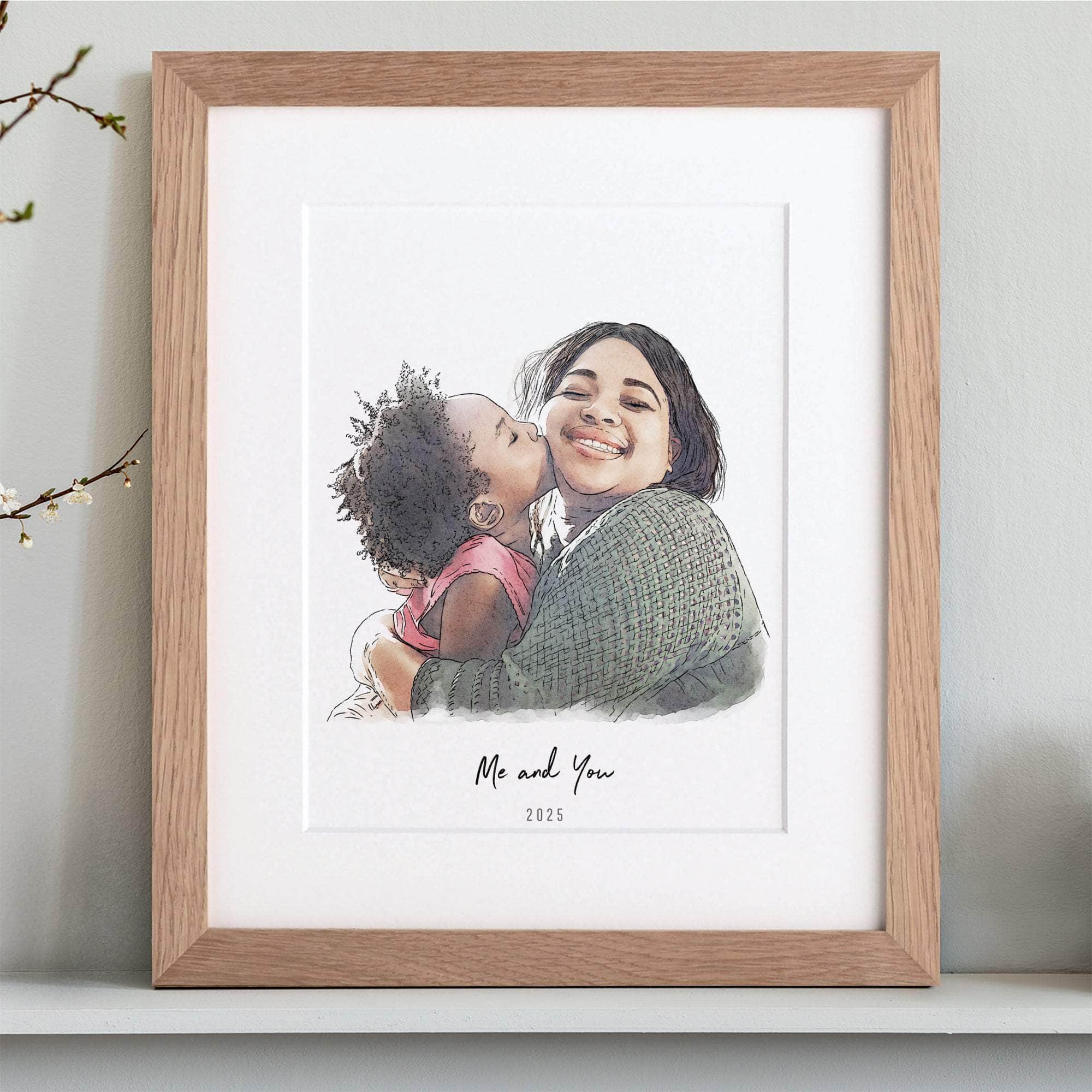 Mummy and Me Illustration - Custom Portrait Art