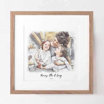 Mummy and Me Illustration - Custom Portrait Art