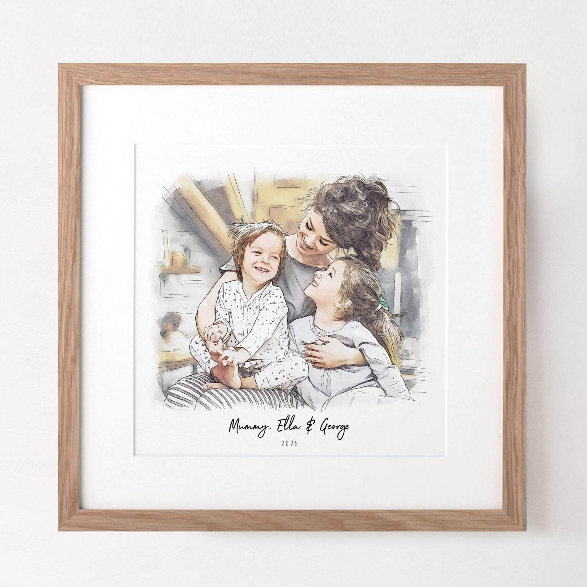 Mummy and Me Illustration - Custom Portrait Art
