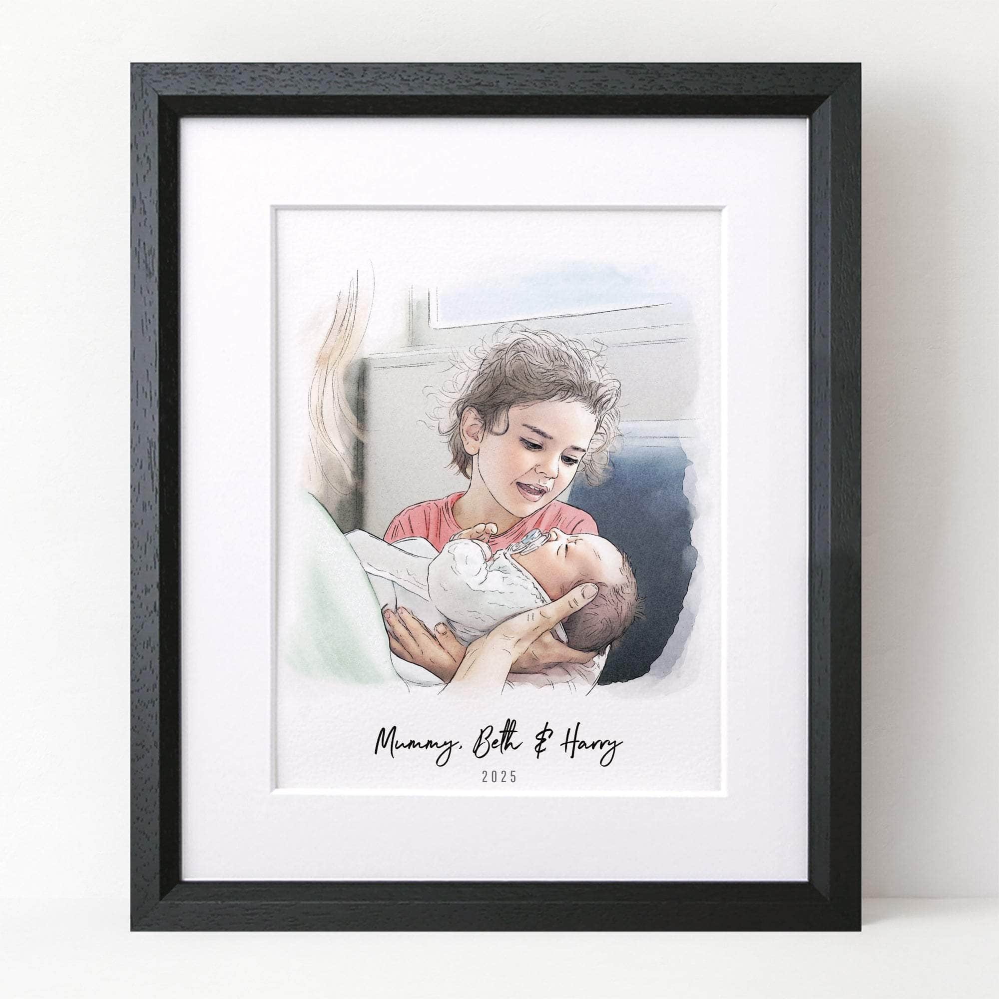 Mummy and Me Illustration - Custom Portrait Art