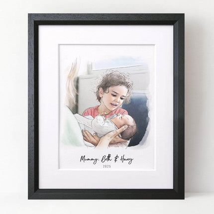 Mummy and Me Illustration - Custom Portrait Art