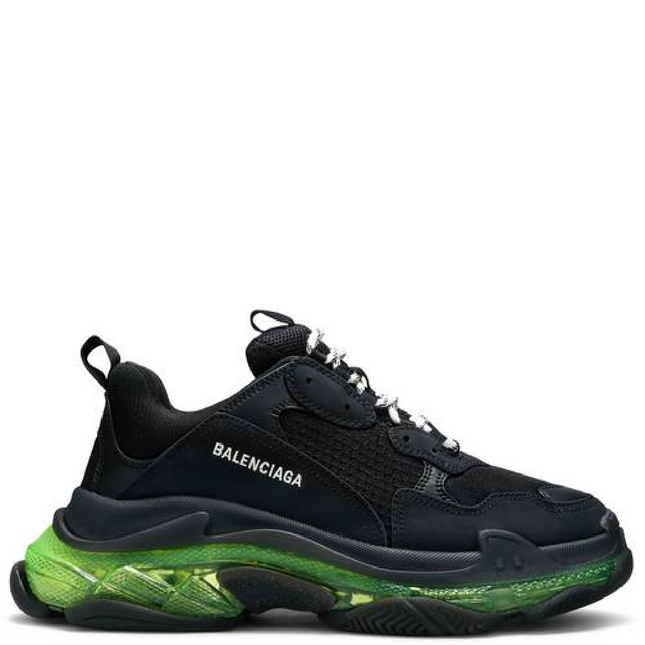 Men's Balenciaga Triple S  Black Yellow Fluo Sneakers