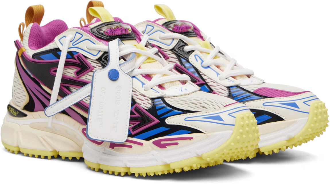 Men's Off-White & Pink 'Be Right Back' Sneakers Magenta Royal Blue