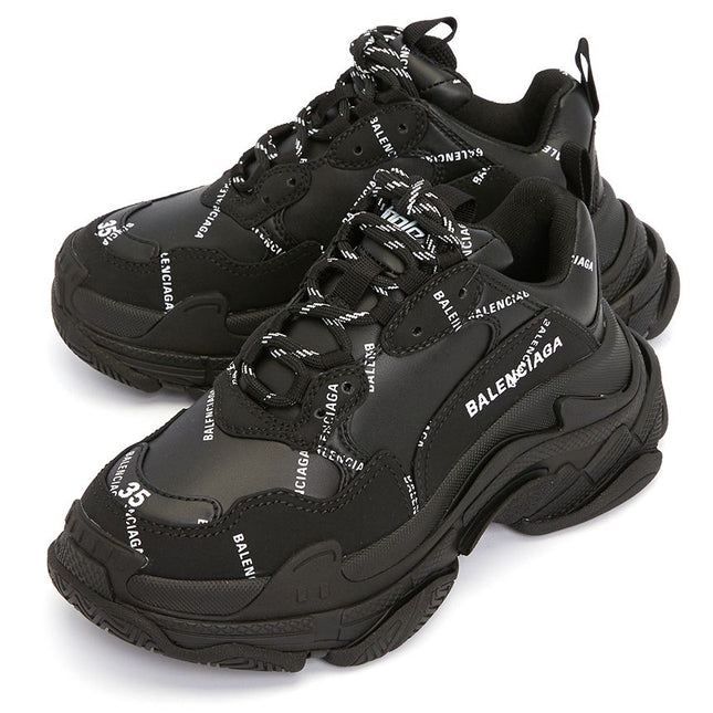 Men's Balenciaga Triple S  Black Logo Sneakers
