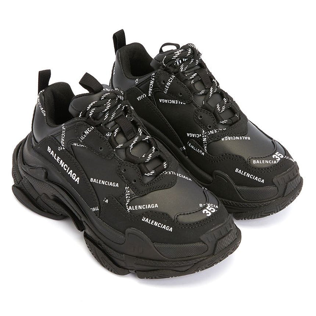 Men's Balenciaga Triple S  Black Logo Sneakers