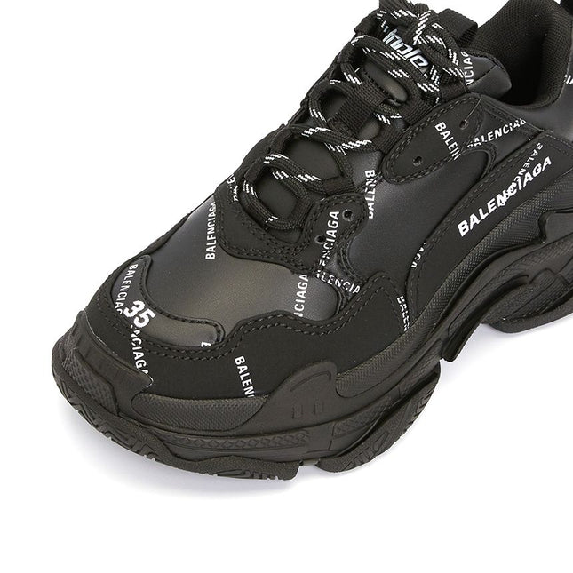 Men's Balenciaga Triple S  Black Logo Sneakers