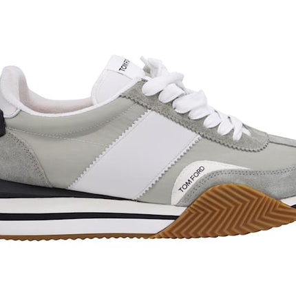 Men's Tom Ford James Mixed Media Low Top Grey Sneakers