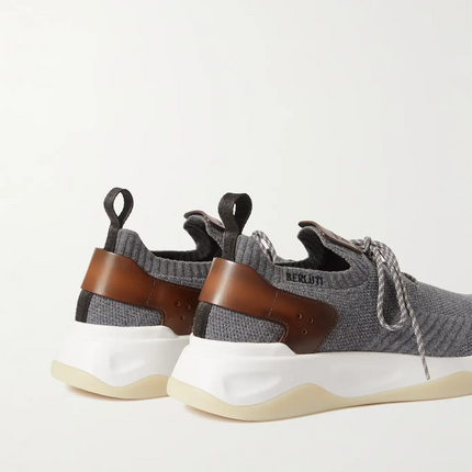 Men's Berluti Shadow Embroidered Gray  Sneakers