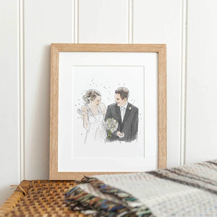 Couples Anniversary Engagement Line Portrait - Custom Portrait Art