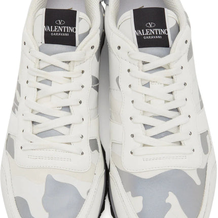 Men's Valentino Camo Rock Runners White & Silver Sneakers