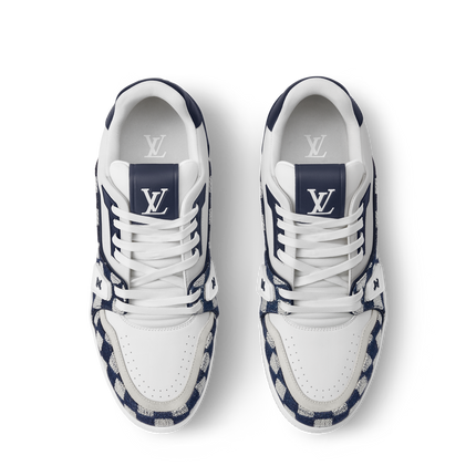 Men's Louis Vuitton Trainer White Navy Sneakers